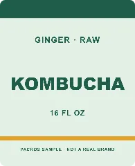 KOMBUCHA sample: a 3.25 × 4 in rounded label for a refrigerated bottle